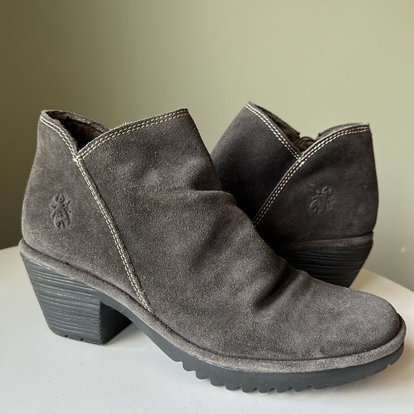 FLY LONDON Wezo Suede Mid Heel Ankle Boot Grey Relaxed Slouchy Size 39 US 8-8.5 - Picture 12 of 16